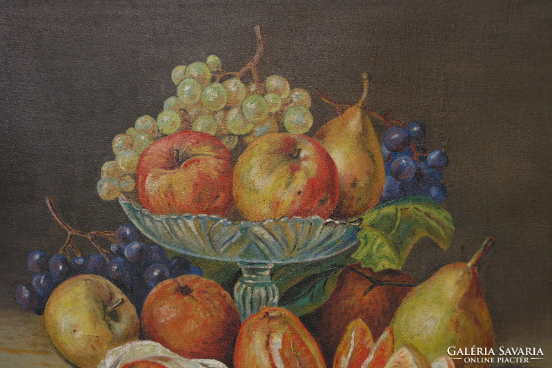 Jelzett olaj,vászon festmény (Kocsis) - "Gyümölcsök!" -  asztali csendélet