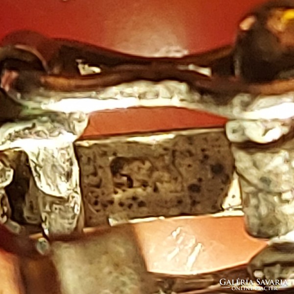 Art deco Unisex antik ezüst/925/karkötő, karlánc,10 db onix kővel, jelzett, biztonsági záras ékszer