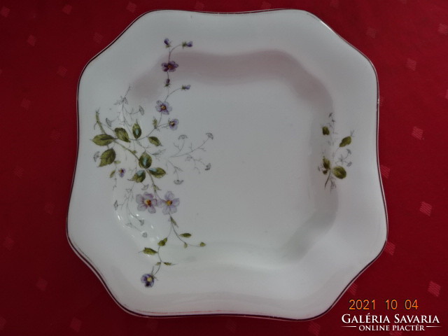 Német porcelán köretes tál, antik, lila virágos, jelzése: 3594. Vanneki!