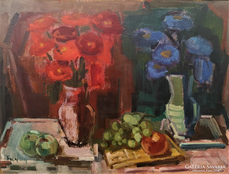 Freytag Zoltán (1901 - 1983) Csendélet c. Képcsarnokos festménye 90x70cm EREDETI GARANCIÁVAL !