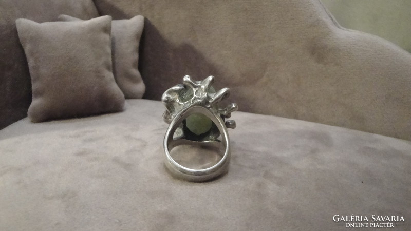 Mateo Mexico ezüst gyűrű, jáde kővel