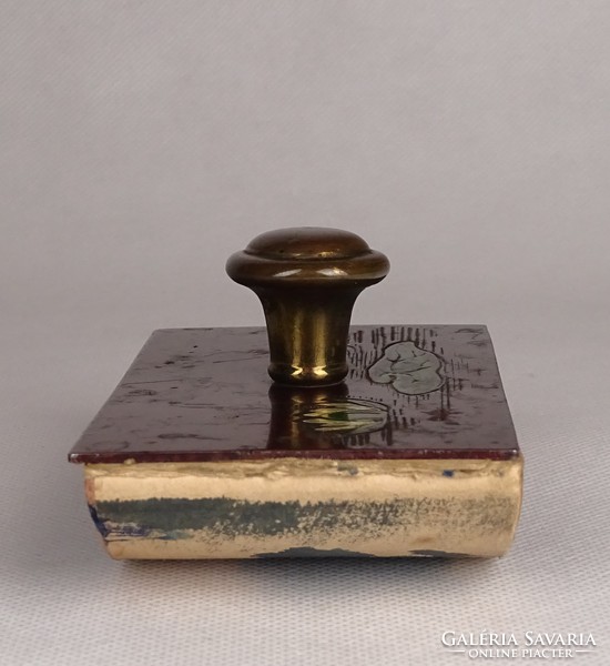 1G059 Antik fa tapper lótuszvirágos íróasztali kellék