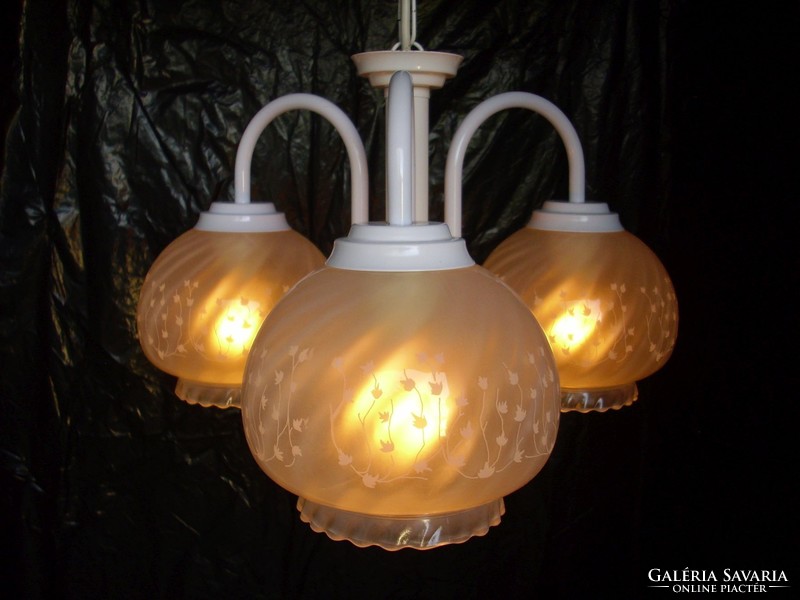 Retro chandelier with white 3 glass cover