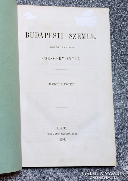 Budapest Review 1859. Volume 6 18-20. Booklet