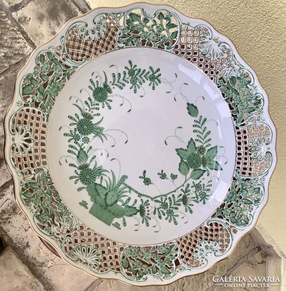 Herend porcelain wall plate, 39 cm, green Indian basket pattern price drop!