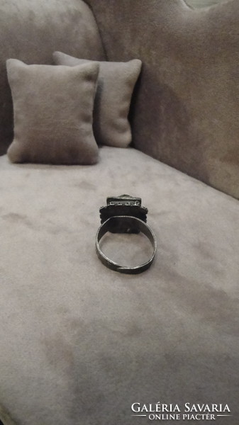 Tibeti ezüst gyűrű, türkiz kővel