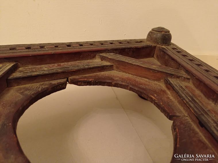 Antique Arabic Berber couscous dish under wooden triangular table Morocco 4479