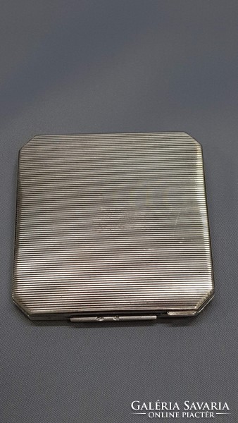 Old silver powder box, compact