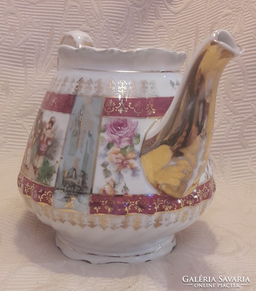 Romantic scene with antique porcelain teapot