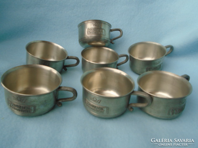 Fabulous, antique, tin tenn coffee set for seven, perhaps never used