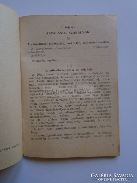 AV836.15    Földművesszövetkezet minta-alapszabályzata   1950k