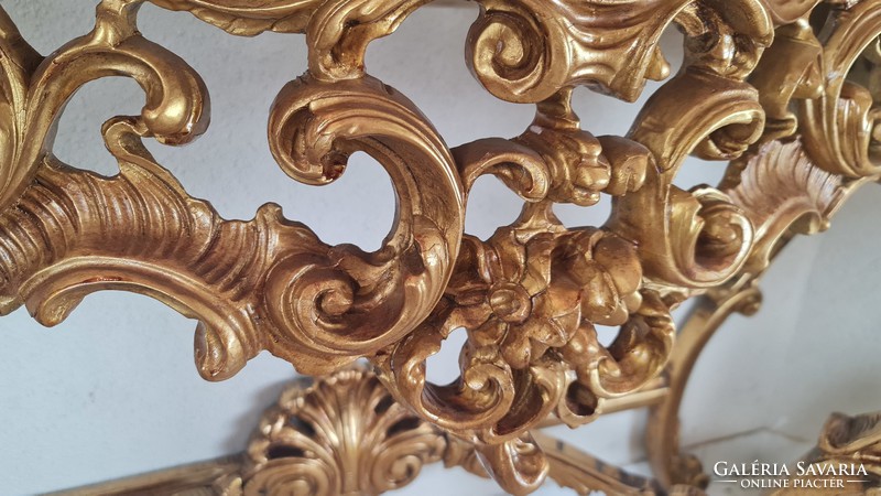 A408 beautiful Italian gilded baroque console table with mirror