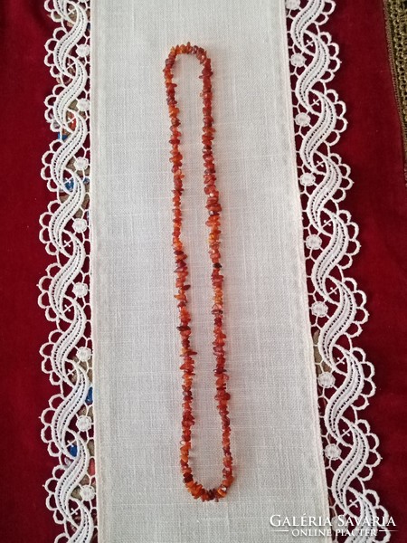 A beautiful Polish amber necklace made of even stitches