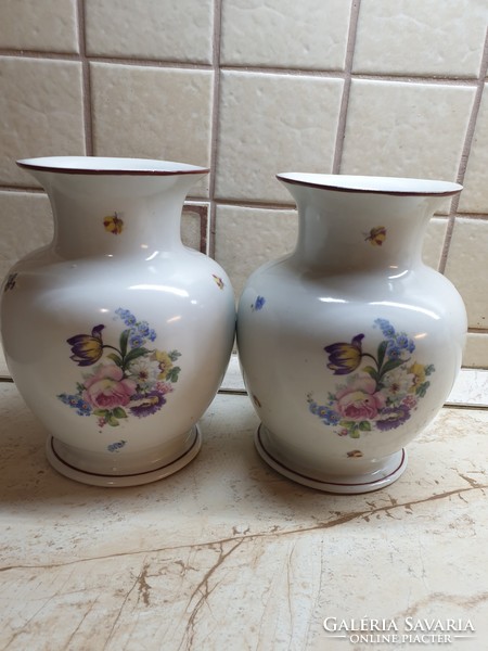 Hollóház beautiful porcelain vase for sale! 2 pcs