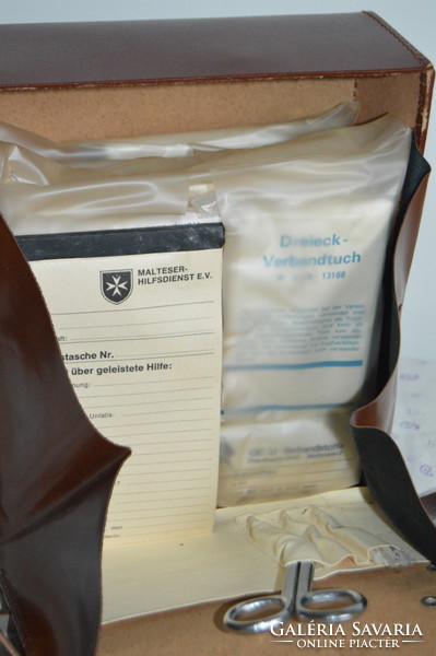 Vintage retro leather bag, first aid bag, box, maltese first aid bag