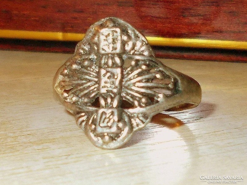 Oriental punctuation of old Tibetan silver ring 7.5 -Es