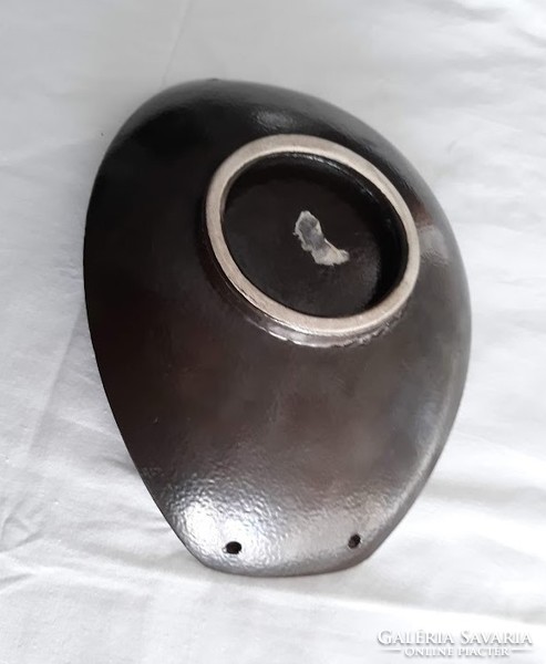 Retro bowl, bowl, 23 cm x15.5 cm x 6 cm Hungarian handicraft ceramics