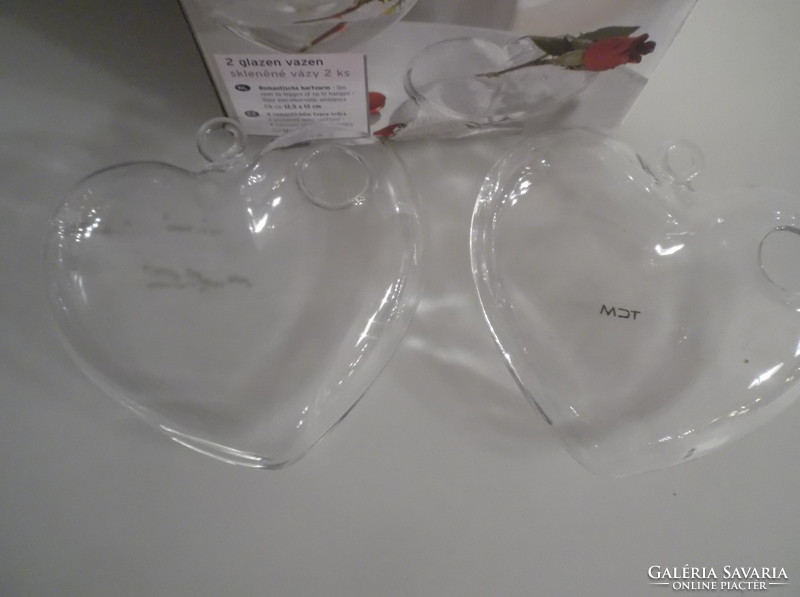 Heart - vase - 2 pcs - new - can be hung - tchibo - 13 x 13 x 4 cm