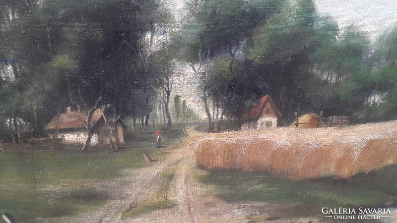Kálmán Rácz oil painting from 1930, signed - rural landscape - student of rudnay and lyka