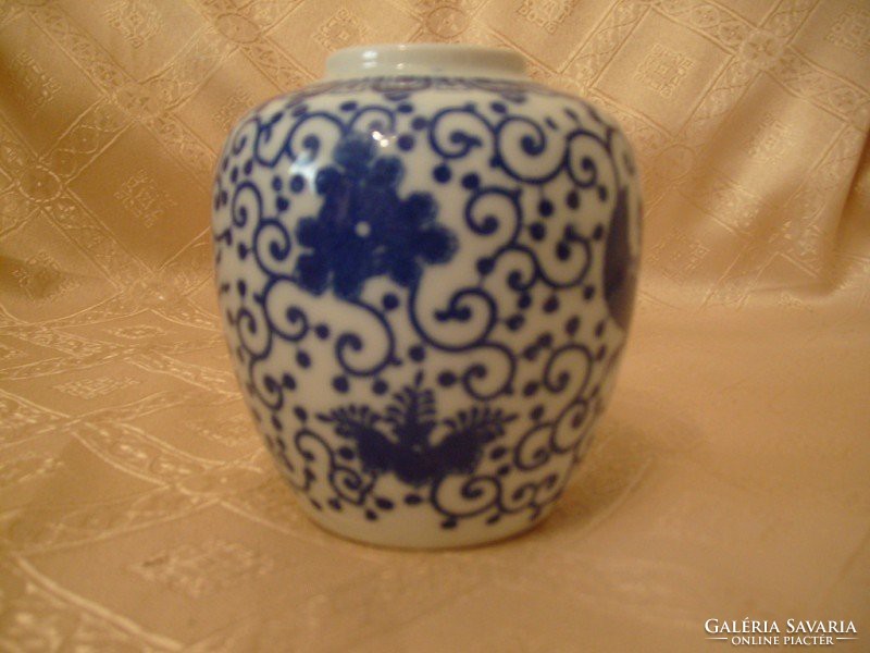 Antique Asian Transparent Sapphire Blue Cartilage Vase Flawless 11-cm Rarity Large Bird Top Small Bird