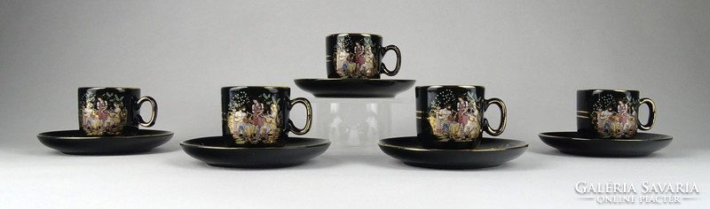 1B815 gilded greek porcelain coffee cup set of 5 pieces