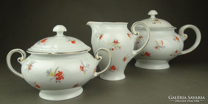 1G119 Régi virágmintás jelzett Bavaria porcelán kávés teás készlet