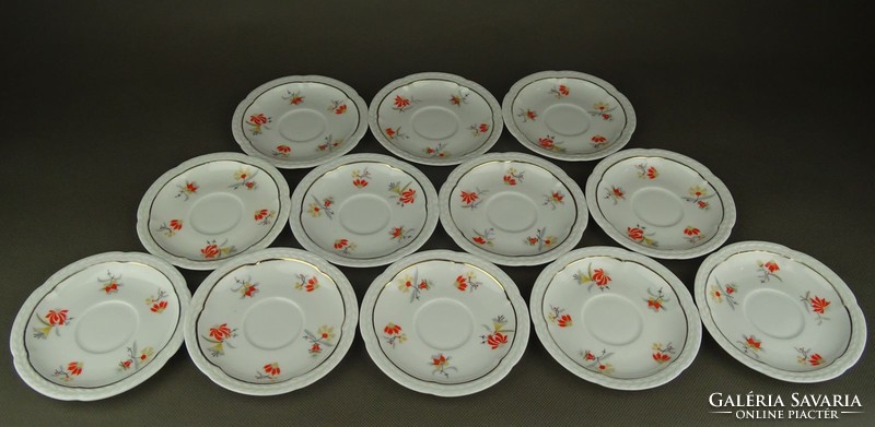1G121 old marked floral pattern bavaria porcelain saucer 12 pieces