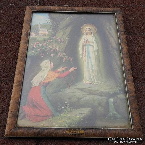 Antik Szűz Mária jelenés nyomat M. MOOS