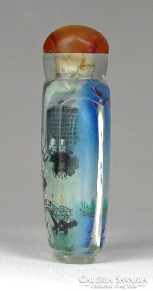 1G156 Vastag falú fújt üveg parfümös üvegcse New York-i Szabadság-szobor díszítéssel