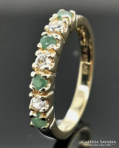Harry Ivens IV  csodás smaragd- cirkónia 925 ezüst gyűrű, 14K aranyozott új