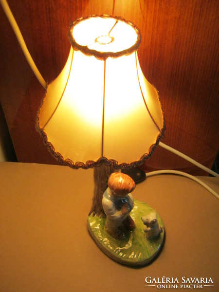 Retro ... Craft ceramic lamp with boy dog