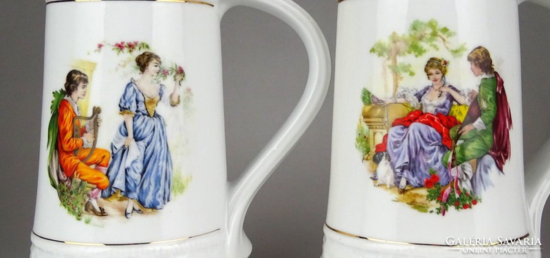 1G152 old marked porcelain beer mug with allegorical scene 17.7 Cm