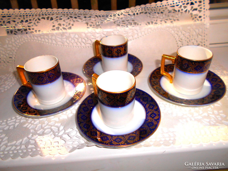 4 pcs antique cobalt painting mocha cup and saucer-the price applies to 4 cups + saucer