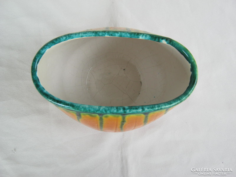 Retro ... Oval-shaped vase of applied art glazed ceramic