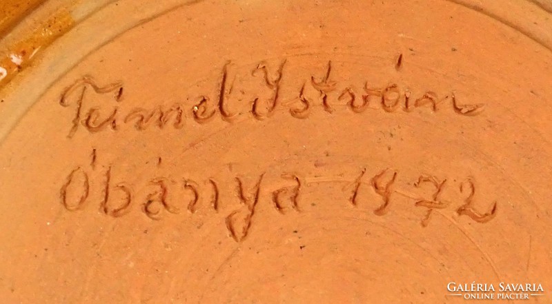 1G201 István teimel ceramic wall bowl from Óbánya 26.5 Cm
