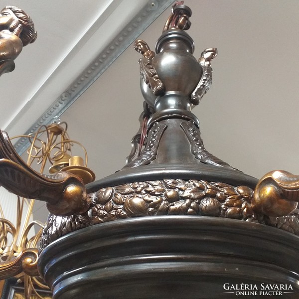 Bronze, copper neo empire, empire 6-arm ceiling chandelier, lamp.