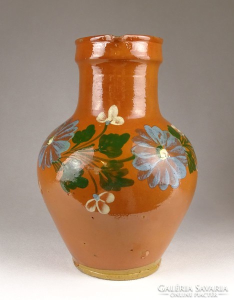 1G211 brown glazed painted flower pattern tile pitcher pitcher 23 cm