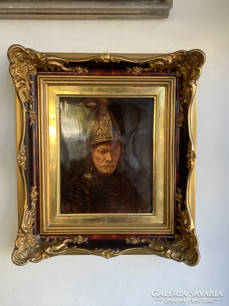 Kuriózum! Rembrandt : Aranysisakos Férfi  Rosenthal Porcelánon