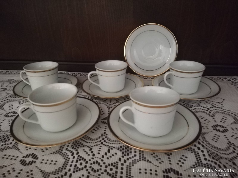 Kínai, fehér porcelán, arany diszítésű kávéskészlet