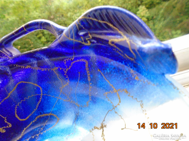 Artistic chalcedony glass work enameled in an organic style