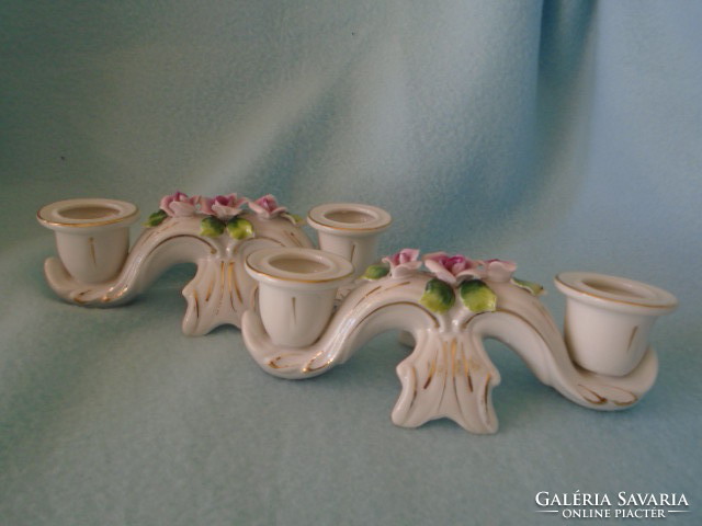 Antique double candle holders in a flawless display case are in a condition of about 16 cm
