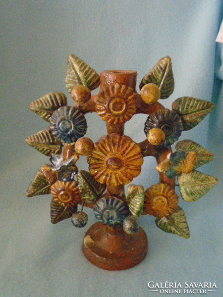 Very antique terracotta artistic candle holder with dimensions of 23 x 22 cm
