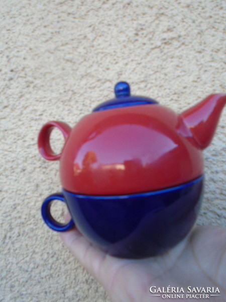 Skandináv desing teás vagy kávés kiöntő pohárral kuriózúm cca 2,5 -3 dl  nem használt ritkaság