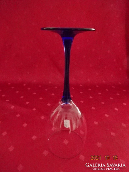 Üveg pohár, kobalt kék talppal, magassága 20 cm. Vanneki!