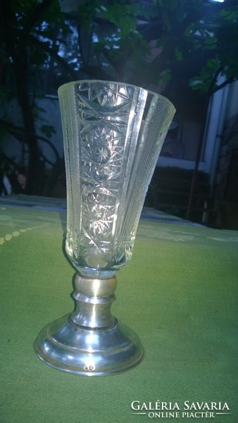 Leaded crystal vase with silver base flawless beautiful pcs.