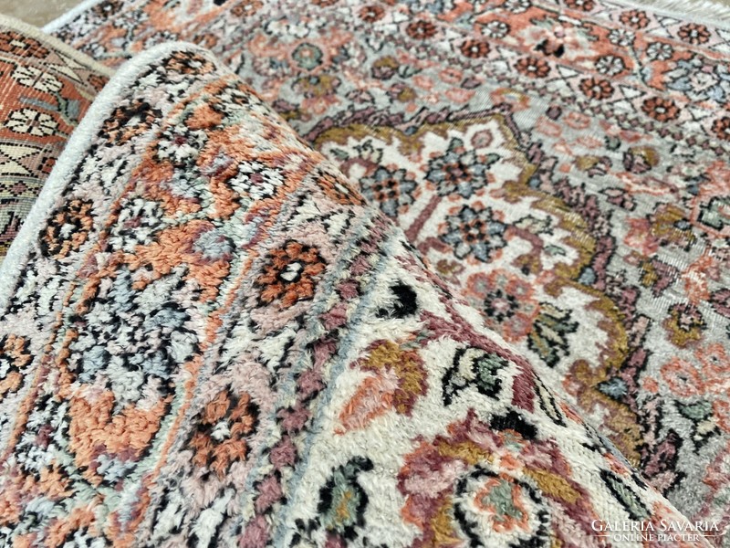 Kashmiri vintage 100% silk rug 120x72cm