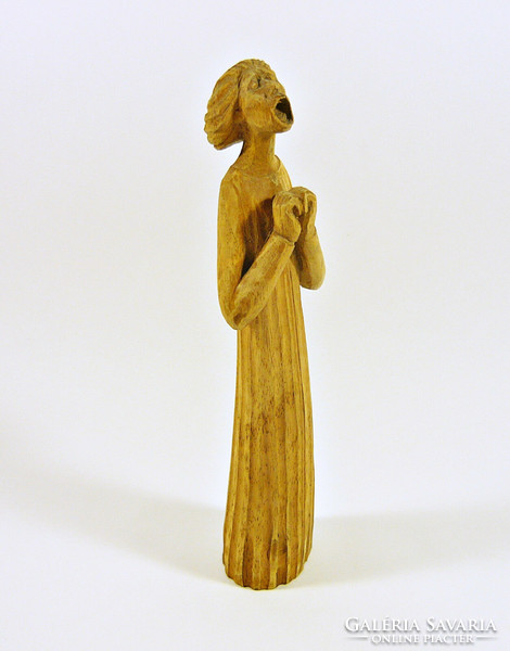 Opera singer diva 19.5 Cm hand-carved wooden sculpture, flawless! (F014)