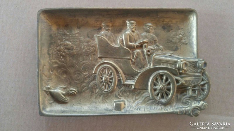 Antique original vintage stable car engine memory ashtray copper business card holder