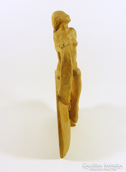 Naked dancing lady art deco hand carved wooden sculpture, flawless! (F004)