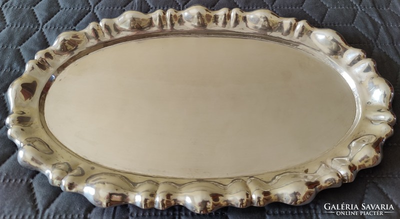 Silver tray with glass insert